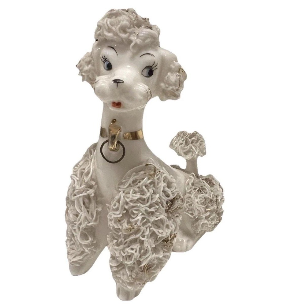 Vintage 1950's Lefton Poodle Figurine Gold Spaghetti